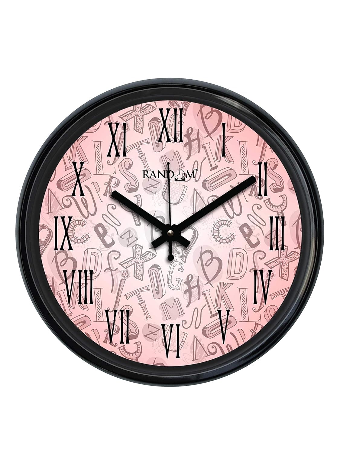 RANDOM Alphabet (12 Inches) Plastic Wall Clock (30cmX30cmX5cm, Black)