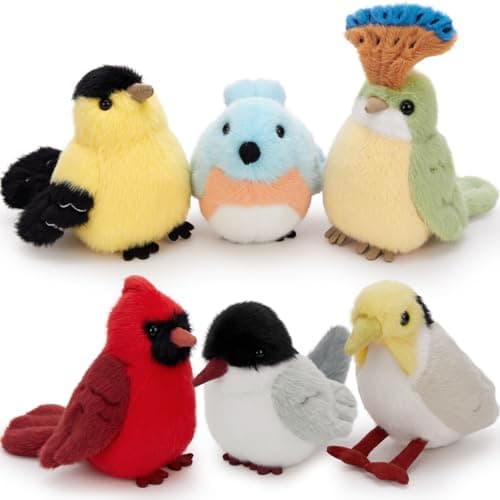 Muiteiur 6 Pcs Bird Stuffed Animals Set6 Inch Soft Plush Toy Stuffed Animal Bulk for Kids Boys Girls Bird Lovers Birthday Theme Decor