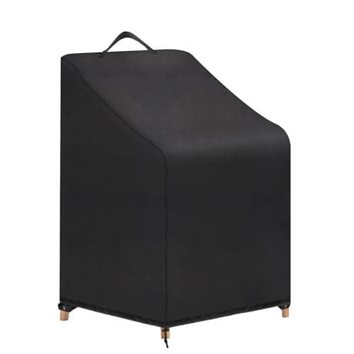 Klmnop Stackable Patio Chair Cover Heavy Duty 600D Waterproof Outdoor Chair Covers UV Resistant for 4 6 Stackable Dining Chairs Lawn Garden Furniture Covers28 x 36 x 47 Inch