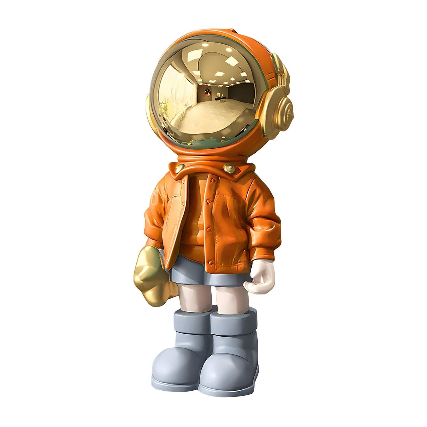 Dosker Small Astronaut Statues Mini Spaceman Sculpture Polyresin Arts Gifts Orange Figurine Ornament Room Decor for MenHome and Desktop Accessories Tabletop Decoration Living Room Office Bookshelf