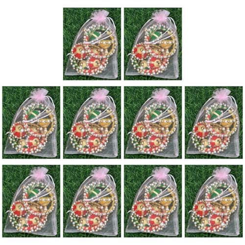 Saugat Traders Return Gifts for Women Gota Patti Bangles with Potli Bags for Pooja Varalakshmi Vratham, Wedding, Haldi Ceremony, Mehndi Function, Bridal Shower Gifting (10 Pairs)