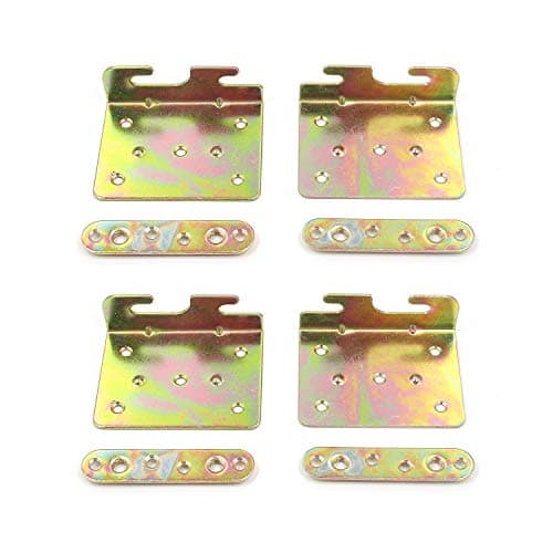 FarBoat 4 Pcs Universal Beds Rail Bracket Iron Bed Plates Hook on Conversion Brackets for Headboard Footboard Replacement Heavy Duty Hook on Bed Rails, Colored Zinc Finish, Style B