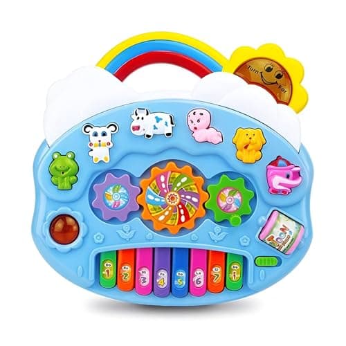 Toyshine Battery Operated Multifunctional Rainbow Piano with Funny Animal Sounds, Music and Lights Early Learning Educational Toy for for Toddlers Birthday Gifts for Kids Boys Girls 3+