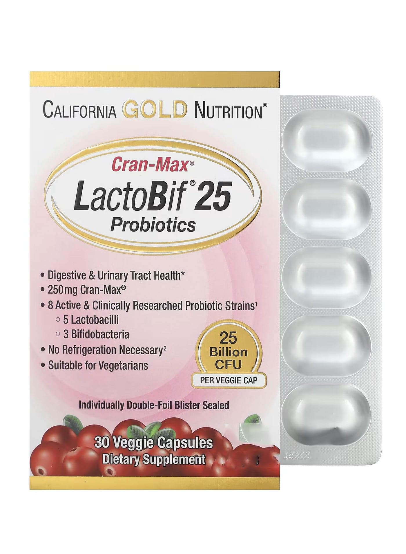 CranMax® LactoBif Probiotics, 25 Billion CFU, 30 Veggie Capsules