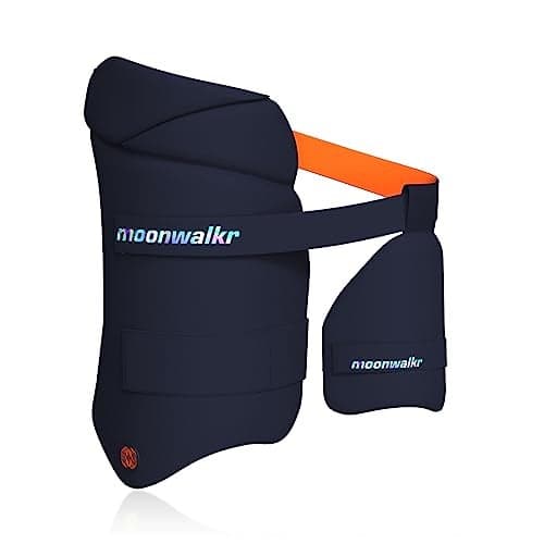 moonwalkr Thigh Guard 2.0 Protective Gear for Batter’s Height (4’9”- 5’3”) Cricket Thigh Pad Cricket Accessories & Equipment Safeguarding Both Your Outer and Inner Thighs Blue (Small, Left Hand)