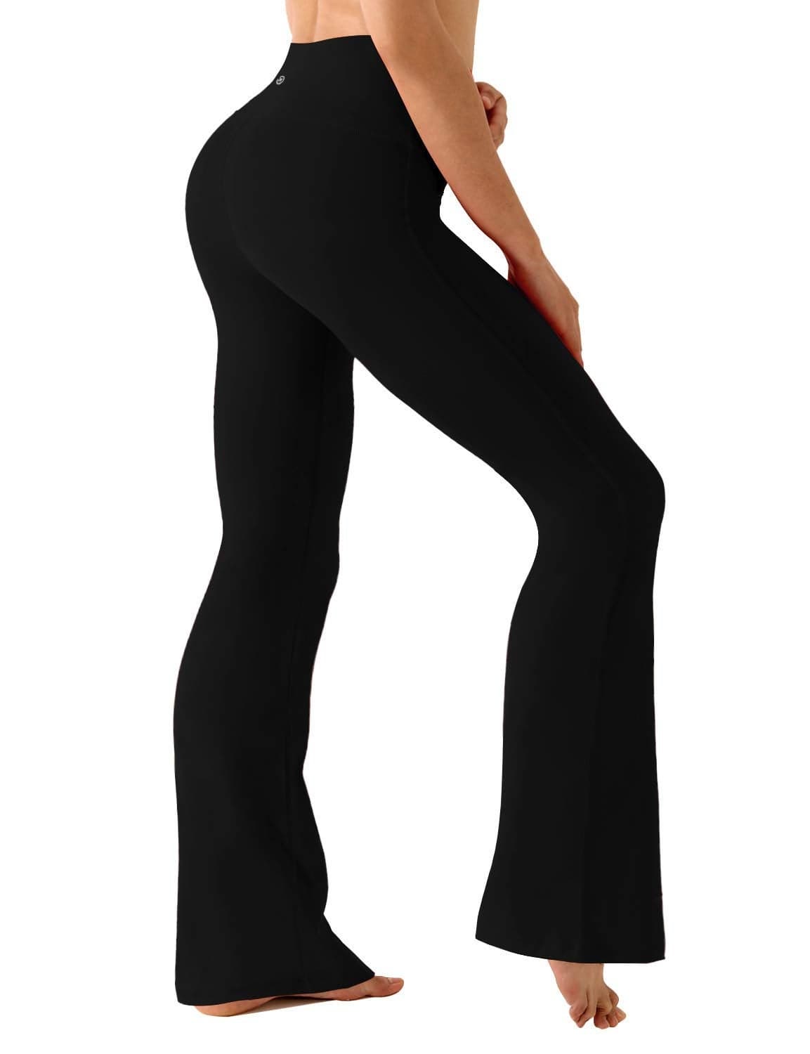 BUBBLELIME 29"/31"/33"/35"/37" Women's High Waist Bootcut Yoga Pants - 75% Nylon, 25% Spandex_Black M-33 Inseam