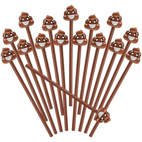 Dunzoom 24 Pcs Poop Pencil with Eraser Topper Funny Gifts for Kid Party Favor Novelty Pencil for Coworkers Office School Christmas Presents