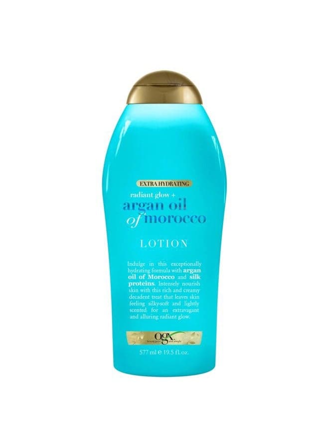 Radiant Glow + Argan Oil of Morocco Extra Hydrating Body Lotion for Dry Skin, Nourishing Creamy Body & Hand Cream for Silky Soft Skin, Paraben-Free, Sulfated-Surfactants Free, 19.5 Ounce