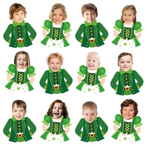 St. Patrick's Day Cutouts 50Pcs Leprechaun Cutouts Decorations St. Patrick's Day Suit and Dress Bulletin Board Decor for DIY Craft Classroom Home Shamrock Party Decoration