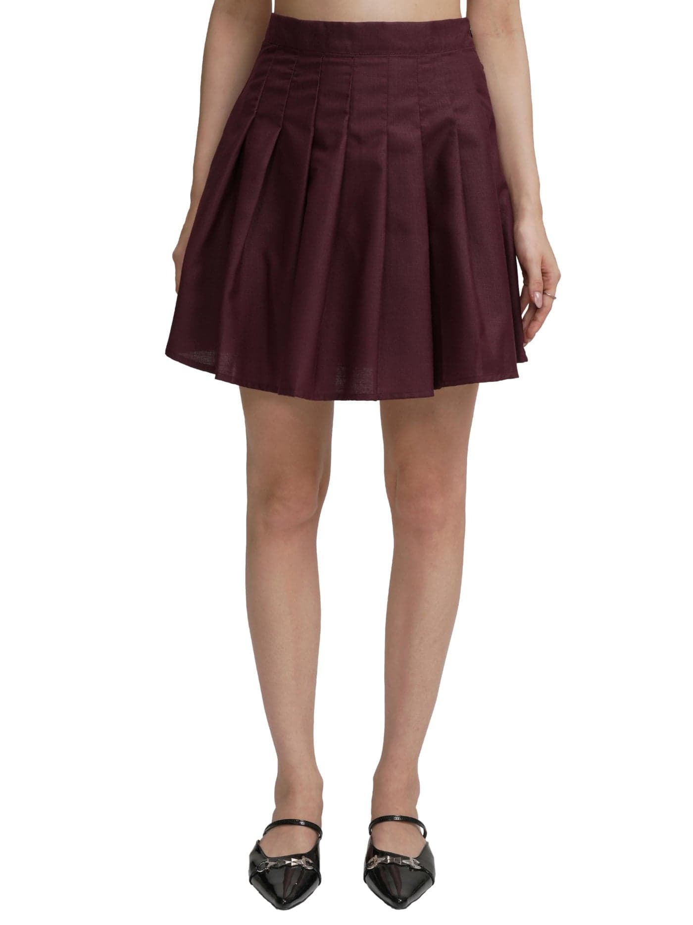 Tokyo Talkies Women High-Waist Pleated A-Line Flared Mini Skirt | Chic & Versatile | Elegant & Comfortable | Women for Skirt