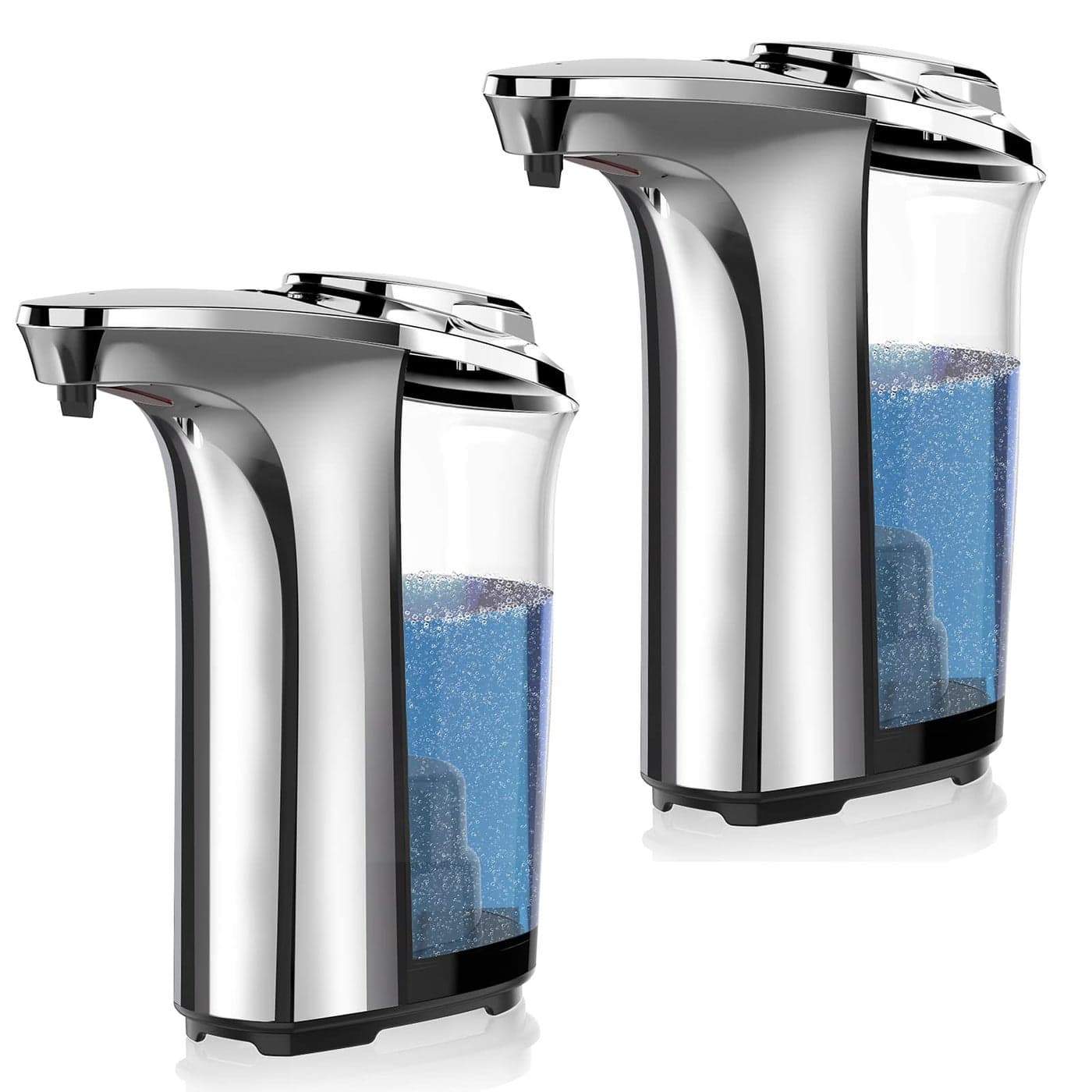 PZOTRUF Automatic Soap Dispenser Touchless Dish Soap Dispenser 17oz500ml with Upgraded Infrared Sensor 5 Adjustable Soap Dispensing Levels Liquid Hand Dispenser for Bathroom Silver Set