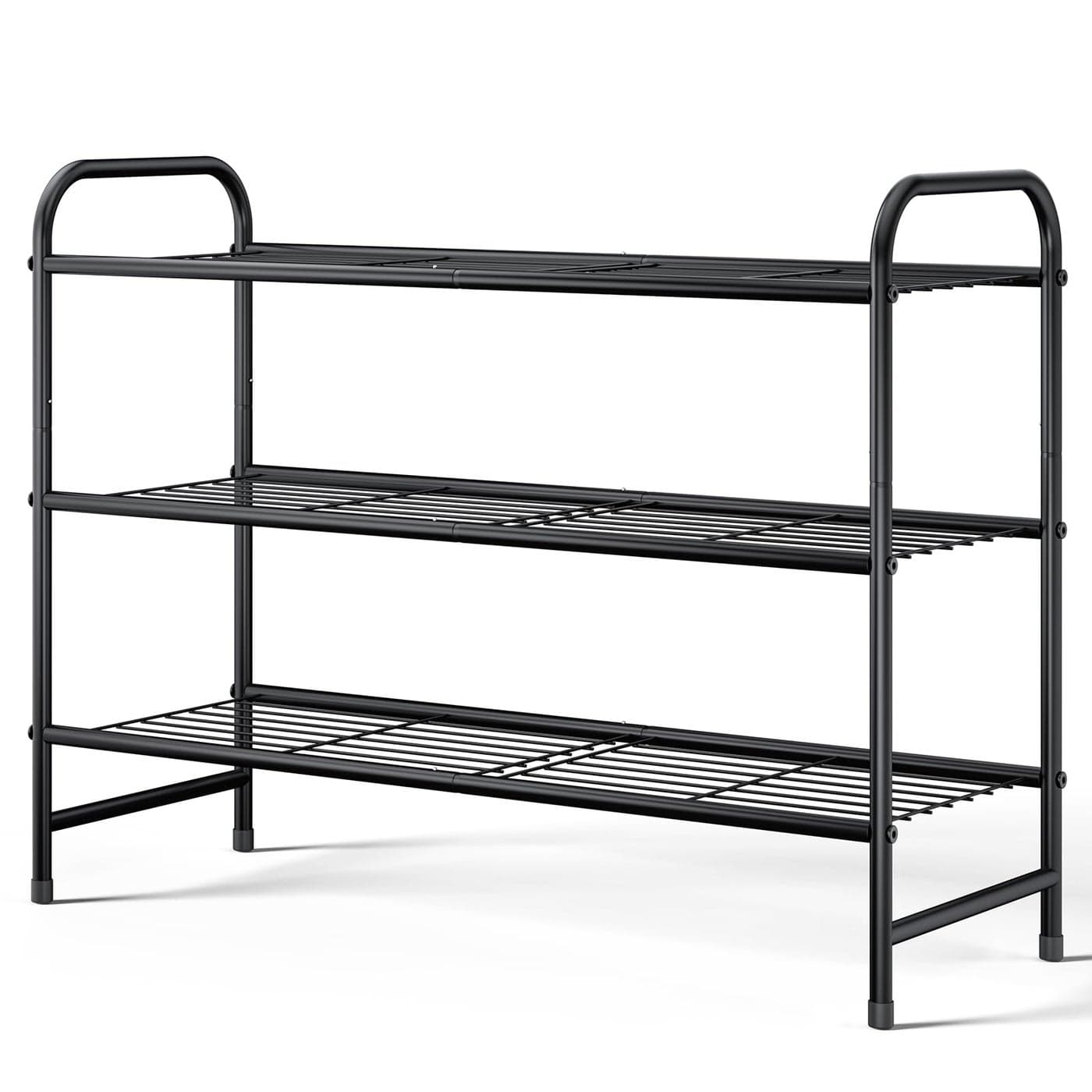 Kitsure Shoe Rack Stainless Steel Shoe Organizer Sturdy Shoe Rack for Closet and Front Door Entrance Free Standing Shoe Shelf Closet Organizers and Storage Black