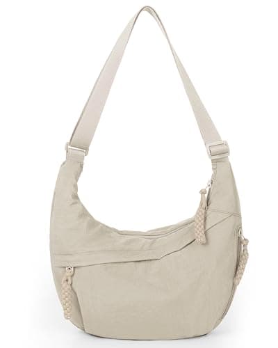 Lushandy Nylon Crescent Crossbody Bags for Women Large Hobo Crossbody Purse Travel Luna Bag Multi-Pocket Shoulder Sling Bag