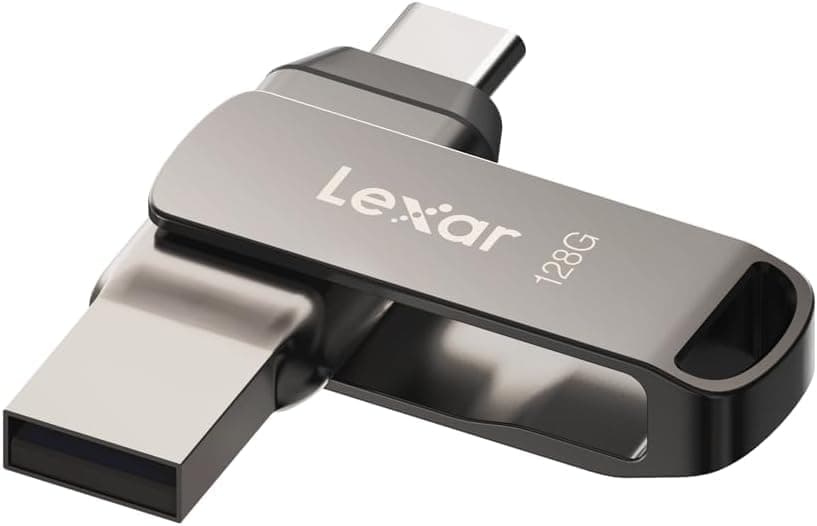 Lexar 128GB Pen Drive Dual Drive D400 USB 3.2 Type-C & Type-A Flash Drive for Storage Expansion, Photo Back-up for iPhone 15, Up to 130MB/s, Metal Housing & Swivel Design (LJDD400128G-BNQIG