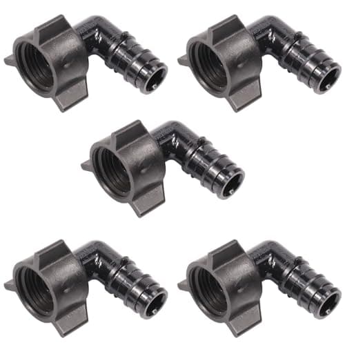 TMKOOL 5 Pack Pex A Expansion 12 inch x 12 inch Female NPT 90 Degree Elbow Swivel Adapter Fitting Poly PPSU for PEXA PipeTubing ASTM F1960 5pcs 12