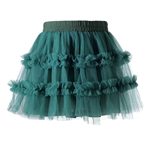 Ashken Toddler Baby Girl Tutu Tulle Layered Ruffle Skirt for Little Gig Girls 6 Months-10T Dark Green