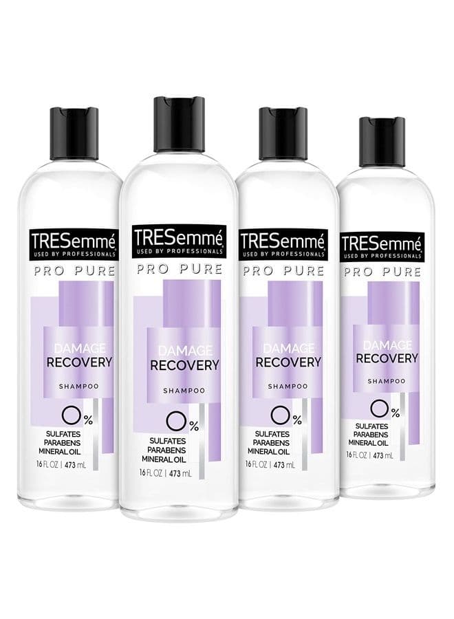 Pro Pure Shampoo for Damaged Hair Damage Recovery Sulfate, Paraben and Dye Free, 16 Fl Oz (Pack of 4)