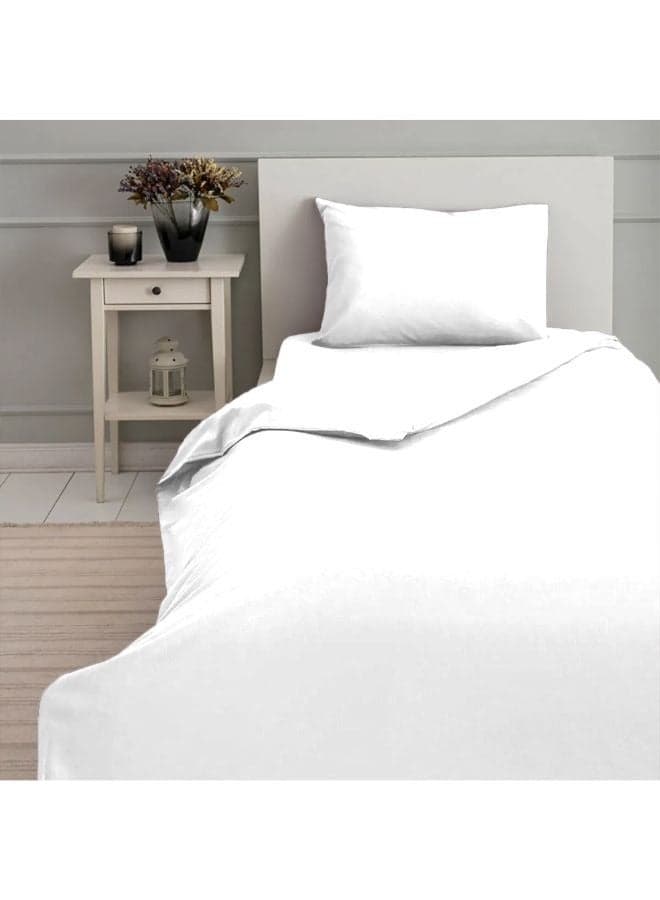 Orchard Exclusive (White) Single Size Fitted Sheet,Duvet cover and Pillow covers (Set of 4 Pcs) Cotton percale Weave, Soft and Luxurious, High Quality Bed linen -180 TC