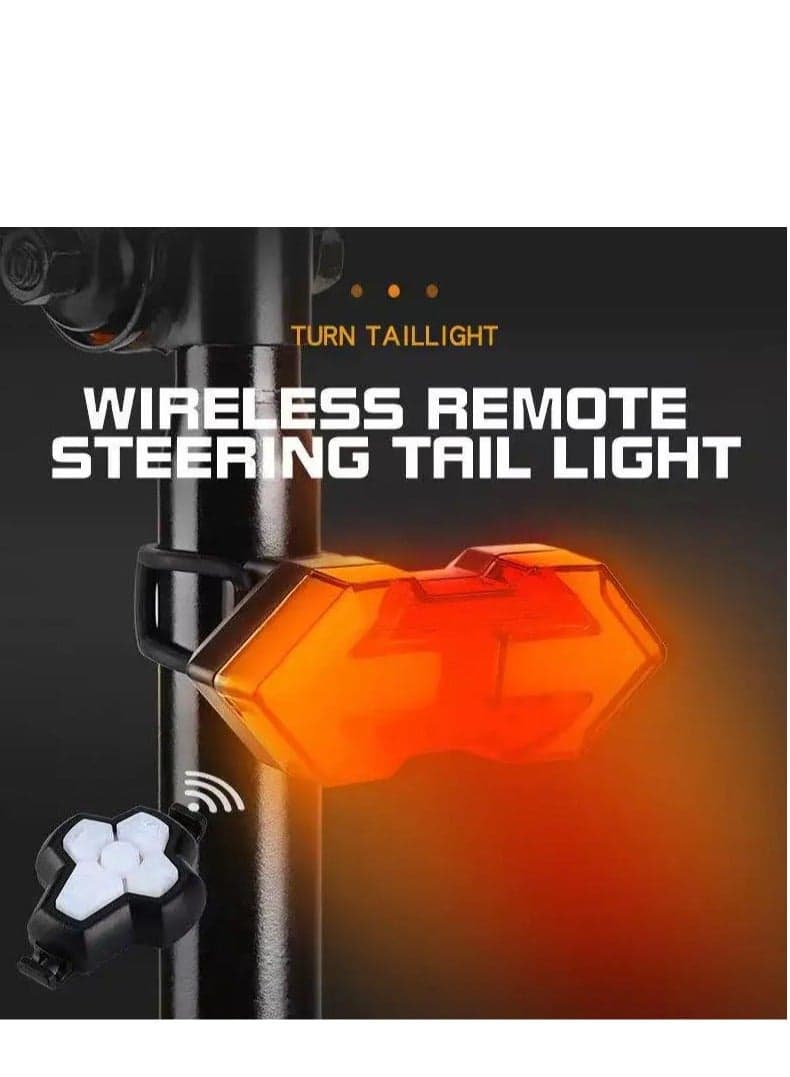 Bike Turn Signals,Bright Tail Light with Signals, 120 Lumens USB Rechargeable LED Rear Light, Wireless Remote Control Blinkers, IPX5 Waterproof Safety for Night
