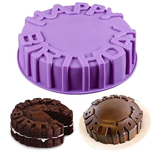 HiParty Happy Birthday Silicone Cake Pan 79 Birthday Round Circle Baking Mold Cheese Cake Jelly Pudding Muffin Pizza Pie Flan Tart Bread Bakeware Pastry Baking Mold Random Color