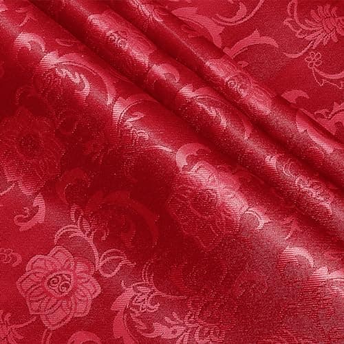 KKJIAF Red Satin Jacquard Fabric 2 Yard 60 Inch Wide Shiny Cloth Sunflower Pattern Silky Brocade for Tablecloth Table Runner Napkins Dress Bedding Sheet DIY Crafts