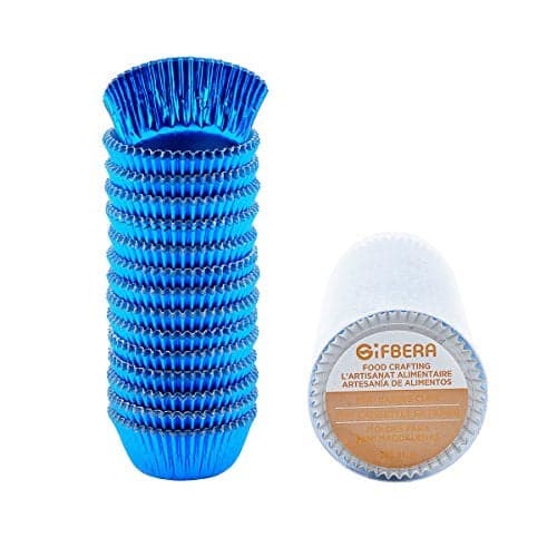 Gifbera Metallic Blue Foil Mini Cupcake Liners Muffin Cups 300Count
