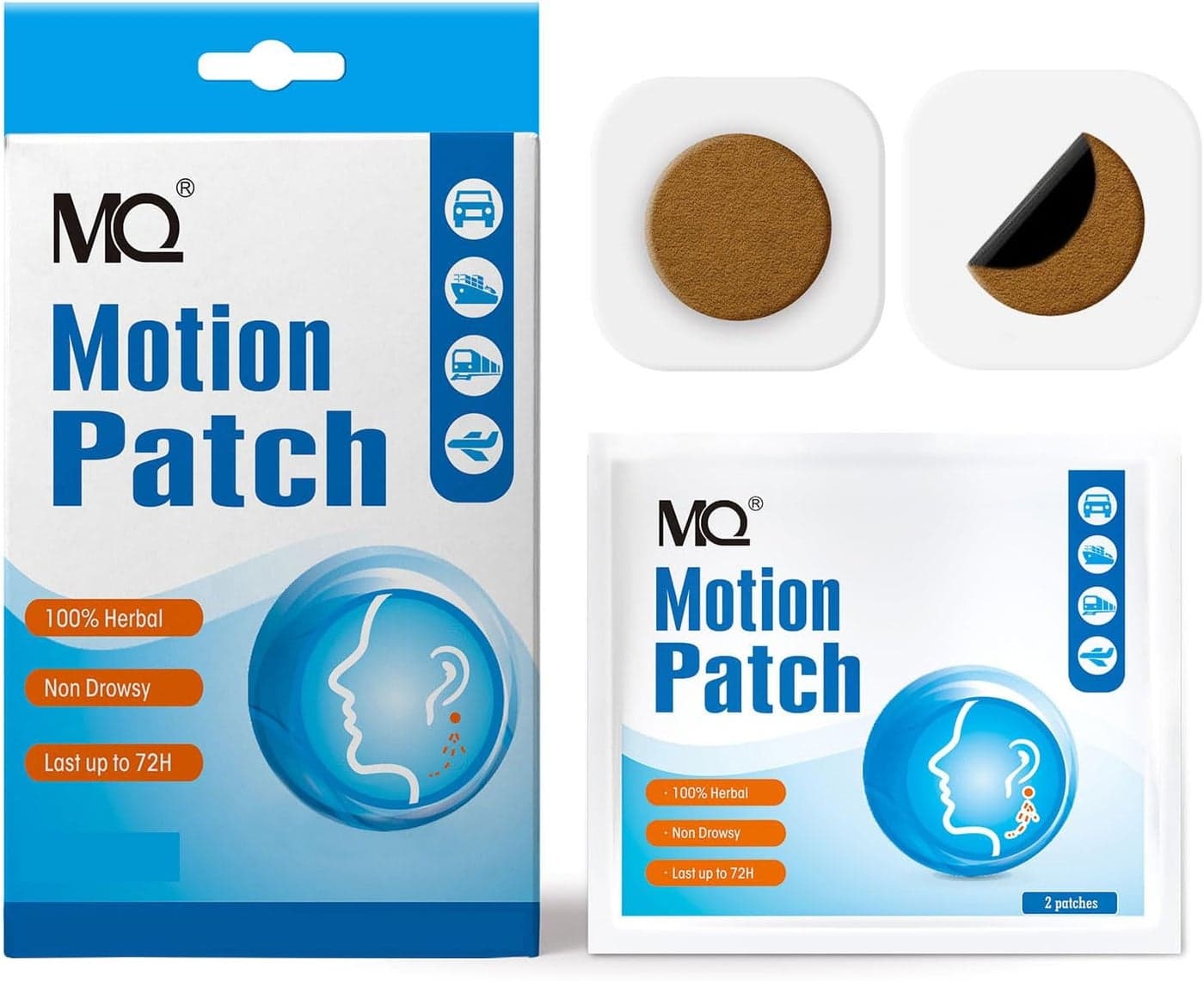 Motion Sickness Patch60 Count Sea Sickness Patches Behind Ear for Cruise Ship Travel Waterproof Car Sickness Patches Fast Acting Long Last 72H