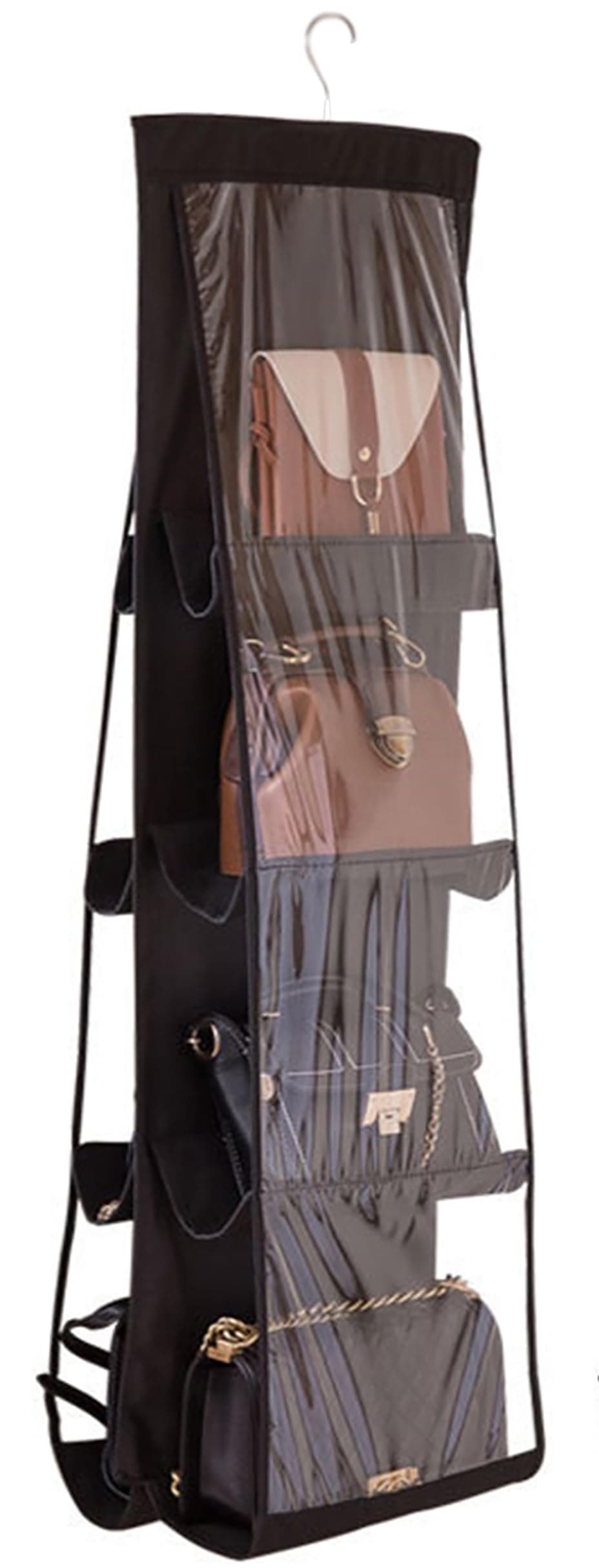 AARAINBOW 1 Pack Hanging Handbag Purse Organizer for Closet Womens Purse Storage Organizers Hand bag Organizer Holder Wardrobe Purse Organizer 8 Pockets Space Saving 41 L x 135W BBlack