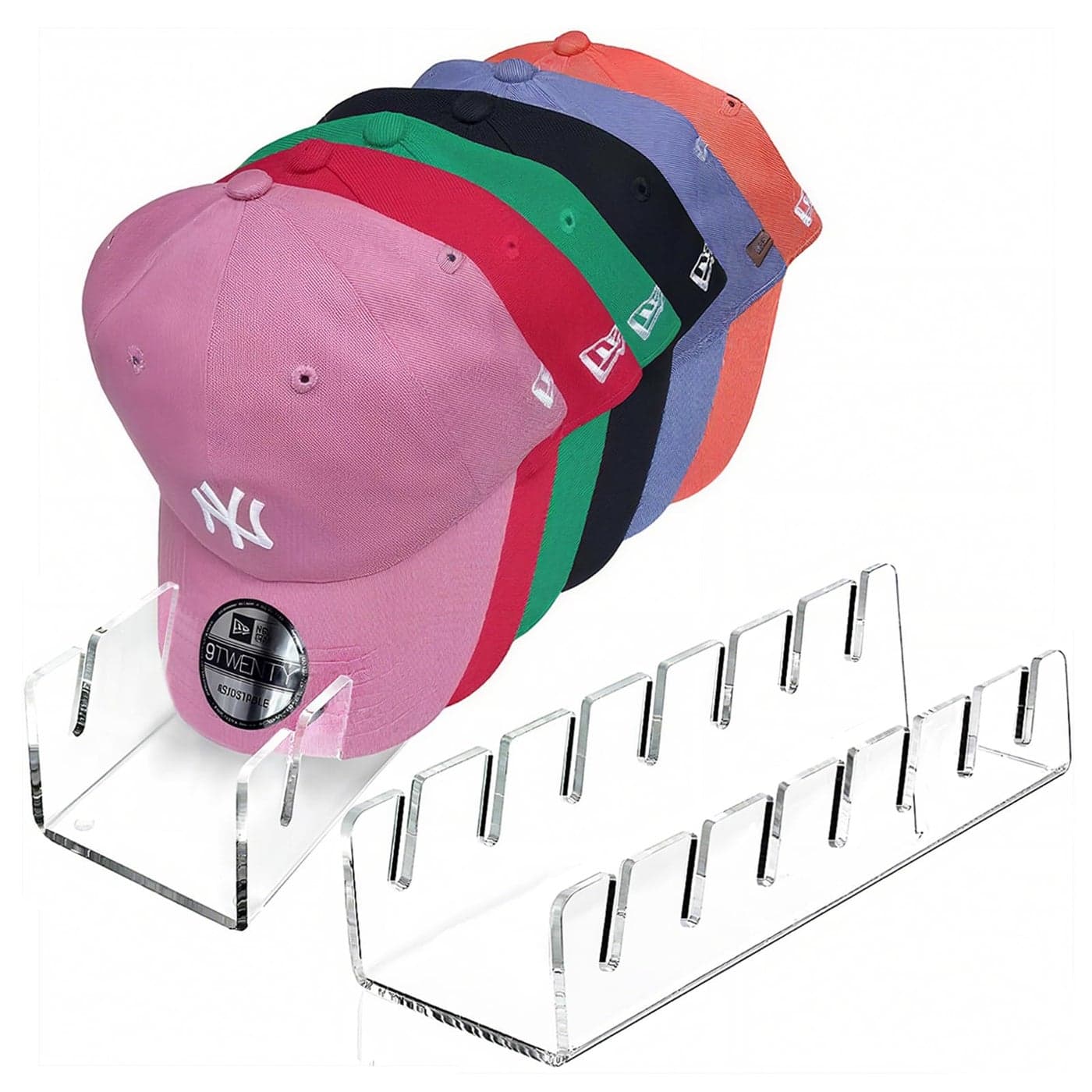 Hat Organizer for Baseball Caps 2 Pcs No Install Acrylic Hat Stand for 14 Baseball Caps Hat Racks for Caps Display and Organizer for Bedroom Closet Dresser Office Hat Holder