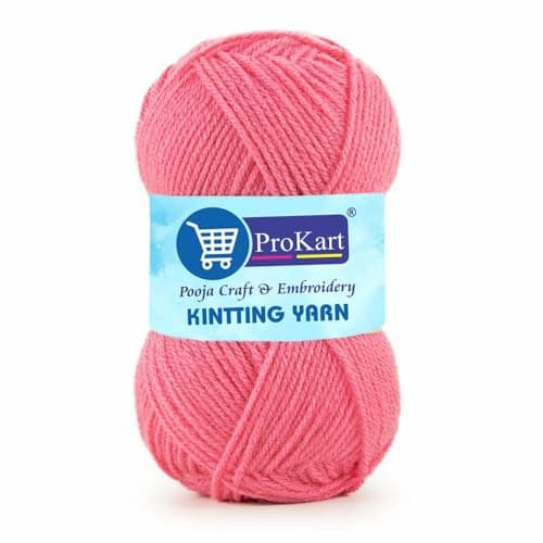 ProKart Premium Woolen 4 ply Hand Knitting Wool Yarn | Fine Weight Knitted and Crocheted Soft Yarn for Sweater, Scarf, Hat, Baby Clothes, Baby Sports, Purse, Gift Bags & DIY Craft Accessories Projects (1 Ball/100 Gram Each) (Flamingo, 100gms x 1 Pack)