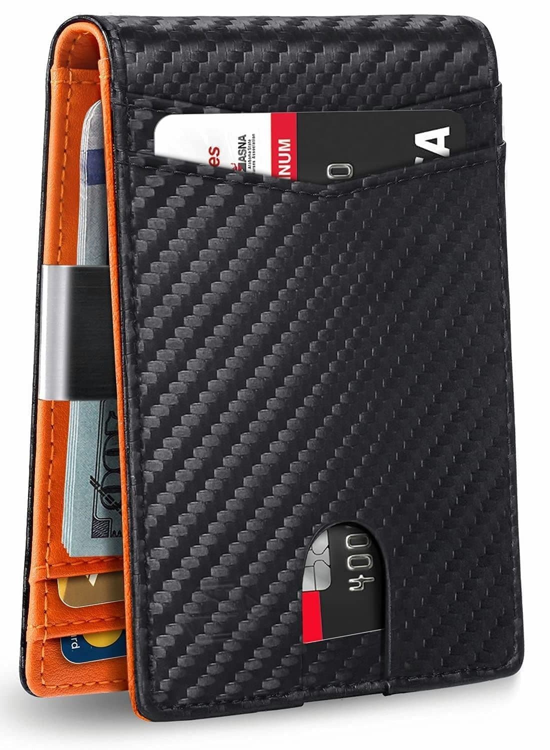 Wallet for Men Slim Larger Capacity with 12 Slots RFID Blocking Men's Minimalist Money Pocket Bifold Leather ID Window Gift Box