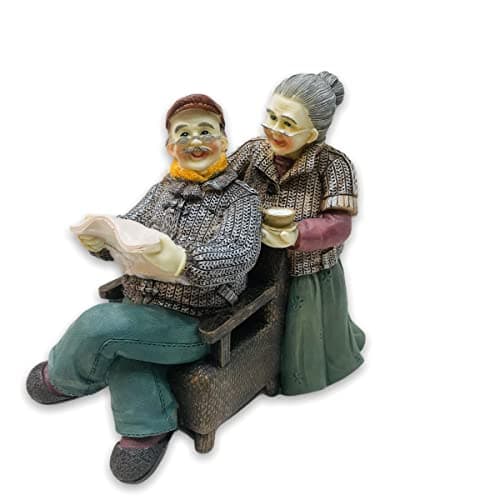 AUGEN Polyresin Old Couple Show Piece Idol Statue Showpiece for Home Decor Decoration and Gifting (1 Piece, 7231J)