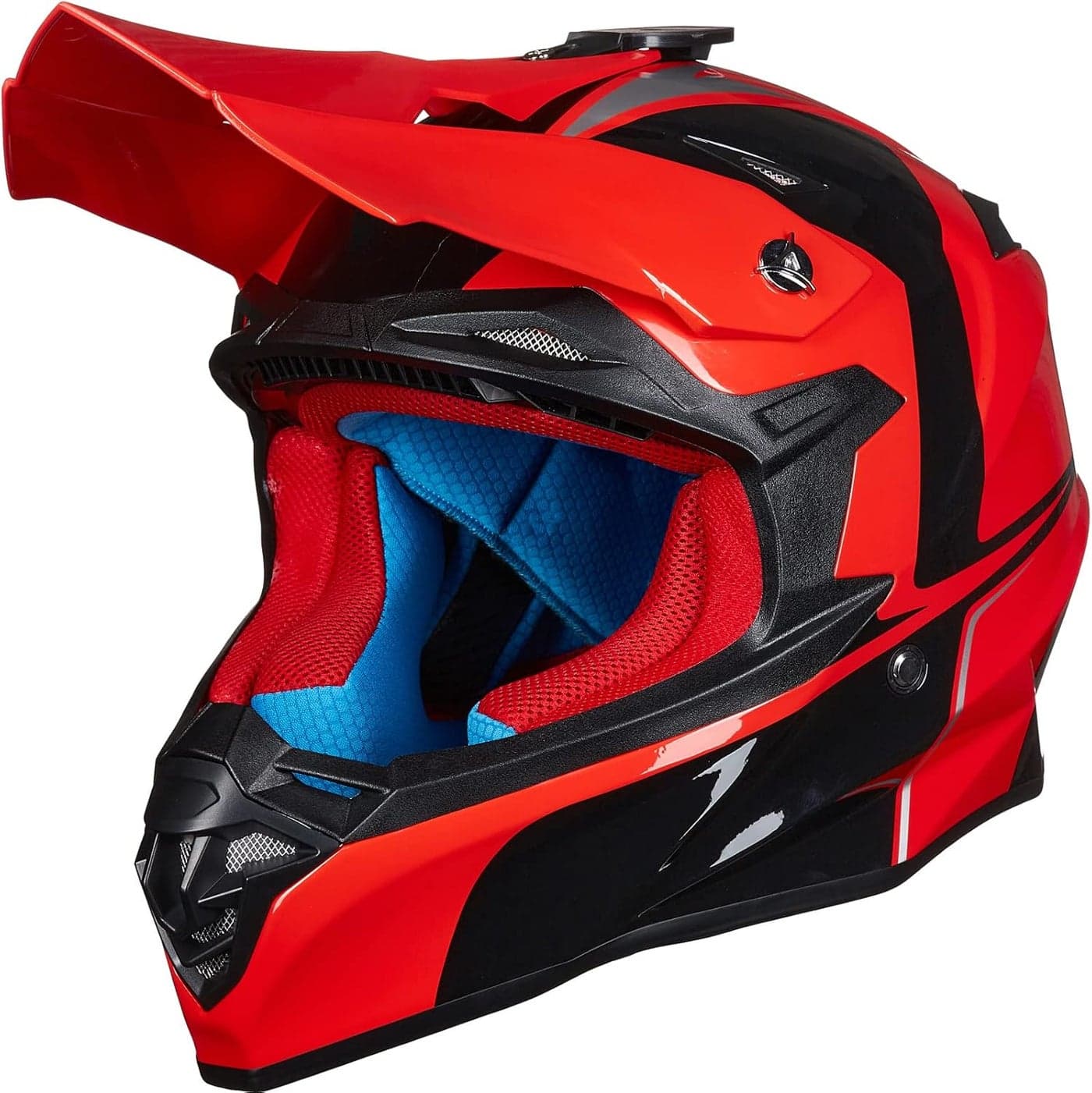 ILM Adult Kids Motocross Dirt Bike Helmet with Super Soft Liner and Camera Mount - Red Black