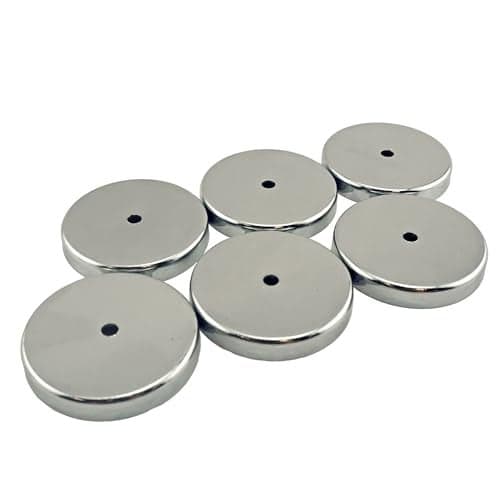 Master Magnetics Ceramic Round Base Magnet Pack - Heavy-Duty Strong Magnets - 35 lb Pull Each - for Indoor and Outdoor Use - Chrome-Plated - 2.04" Diameter - 0.197" Hole - 0.302" Thick - 6-Pack