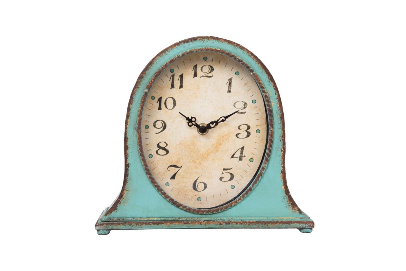 Creative CoOp Metal Mantel Clock with Aqua Finish