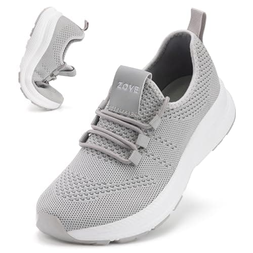 ZOVE Wide Toe Box Shoes Women Extra Wide Width Sneakers Ultra Light Road Running Shoes Non-Slip Tennis Sneakers Breathable Walking Athletic 8803 Grey 37 Medium