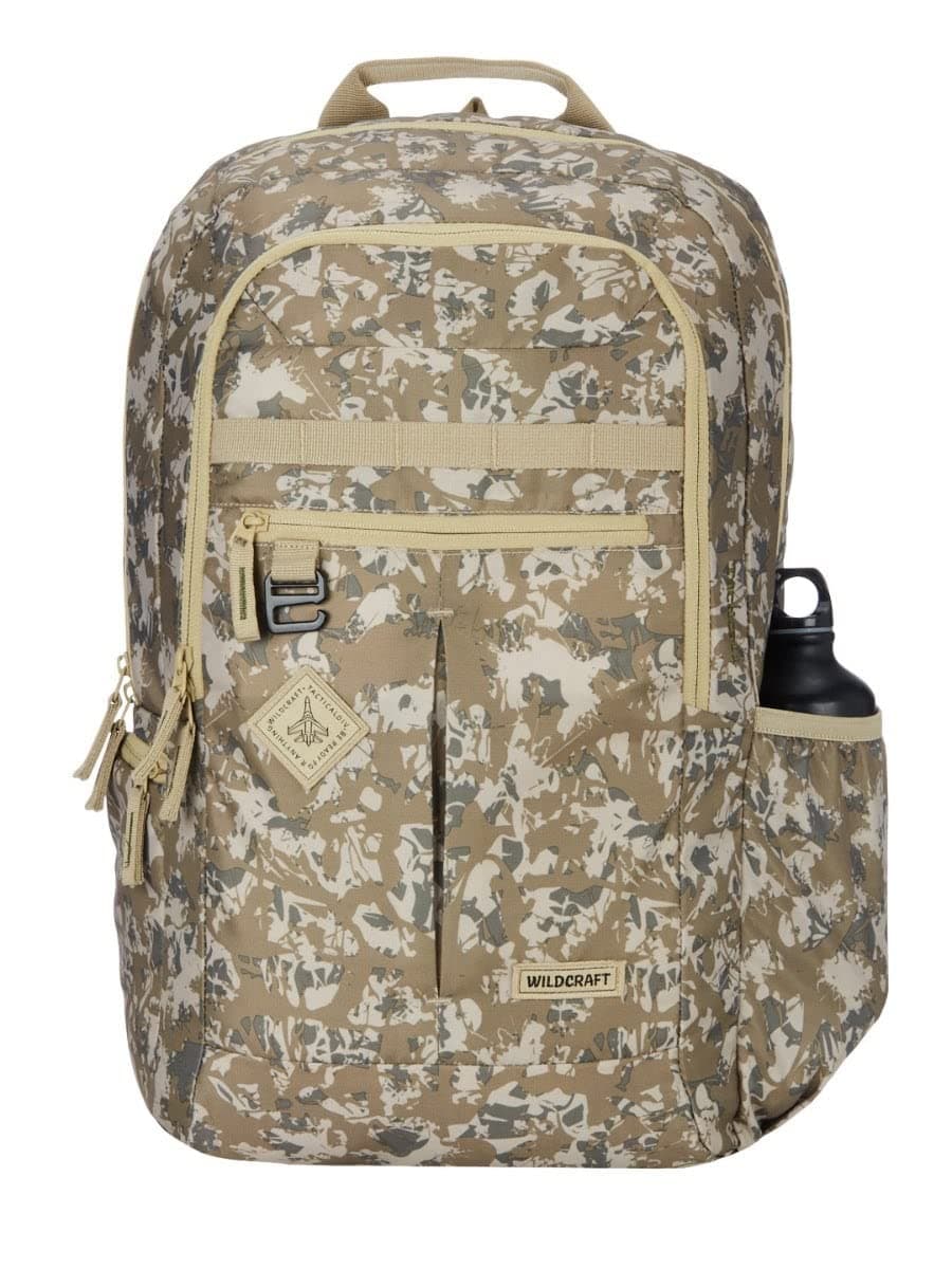 Wildcraft Safara Tactical 1 29L 3 Compartment Laptop Backpack with Rain Cover (12963) (Desert Camo 3), Khaki