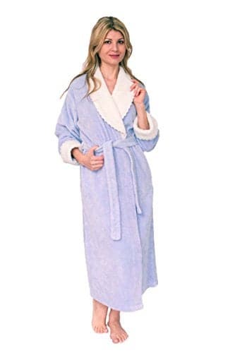Bath & Robes Women's Soft Cotton Chenille Wrap Bathrobe Lavender Blush Small