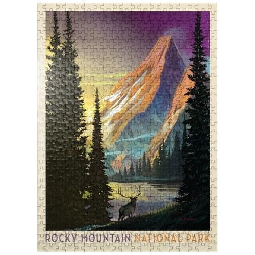 MyPuzzle Rocky Mountain National Park Pyramid Peak Vintage Poster Premium 500 Piece Jigsaw Puzzle for Adults