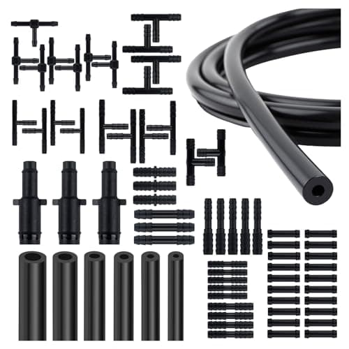 6PCS 5Ft Silicone Vacuum Hose Kit with 64PCS Connectors100PSI Vacuum Hose Automotive Parts Include 18 532 316 14 516 38 IDSilicone Tubing for Auto Line Replacement