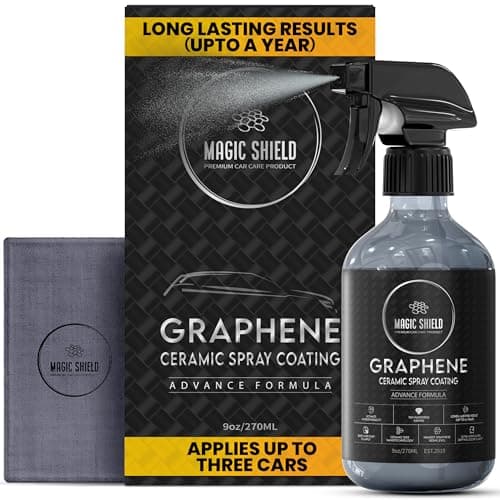 Magic Shield Graphene Ceramic Spray Coating - LAST SO LONG! Quick & Easy for Cars, Motorcycles, Boats & More - Professional-Grade Sealant for Maximum Gloss & Shine - Waterless Wash & Wax - 9oz Bottle