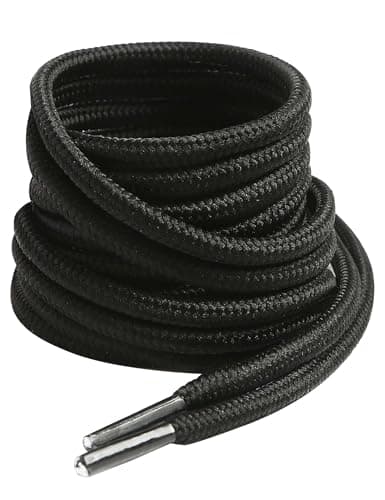 VSUDO 71 Inches Round Black Boot Laces, 5/32" Diameter Shoe Laces for Boots, Heavy Duty Work Shoestrings, Hiking Shoelaces for Men or Women (2Pairs-Black-180CM)