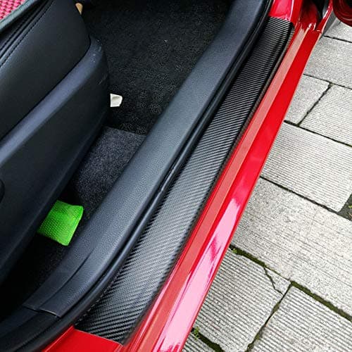 Kelenate® (Black) 4Pcs 23.6Inch Car Door Sill Protector, Automotive Door Sill Scuff Plate Film Carbon Fiber Vinyl Wrap Stickers, Anti Scratch Entry Guard Compatible with Vitara Brezza