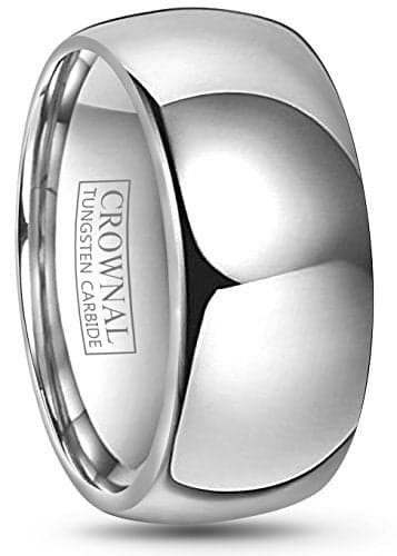 CROWNAL 4mm 6mm 8mm 10mm Tungsten Wedding Band Ring Men Women Plain Dome Polished Size Comfort Fit Size 3 To 17 (10mm,9)