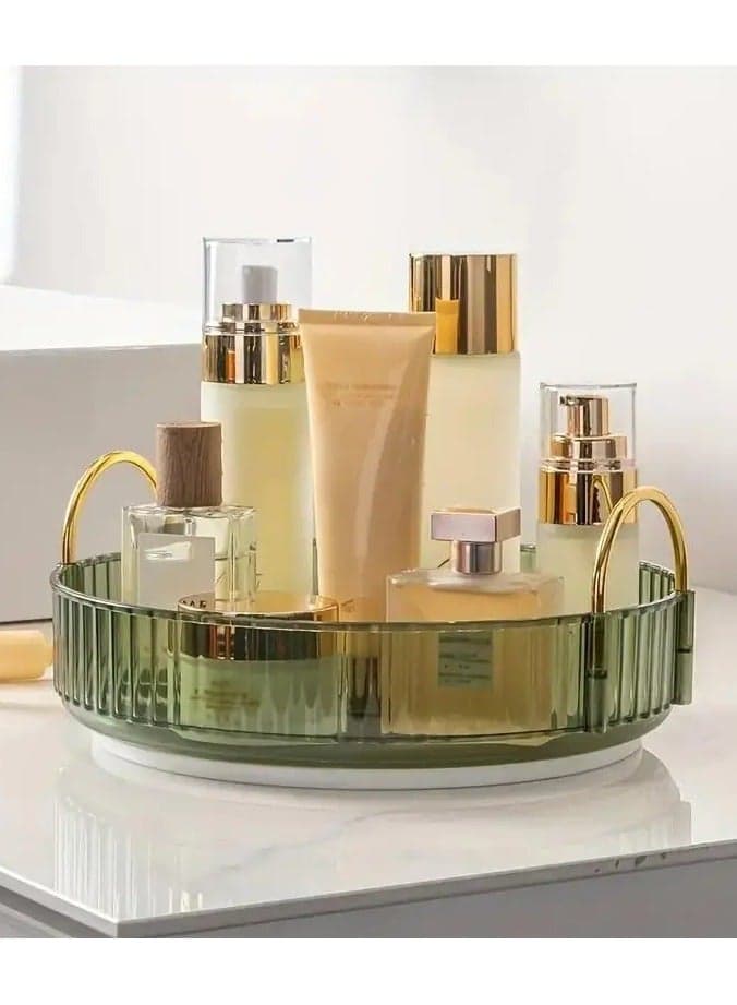 360 Rotating Shelving Makeup Organizer DIY Adjustable Carousel Spinning Holder Rack Large Capacity Cosmetic Storage Bag - GRAY 2 LAYER