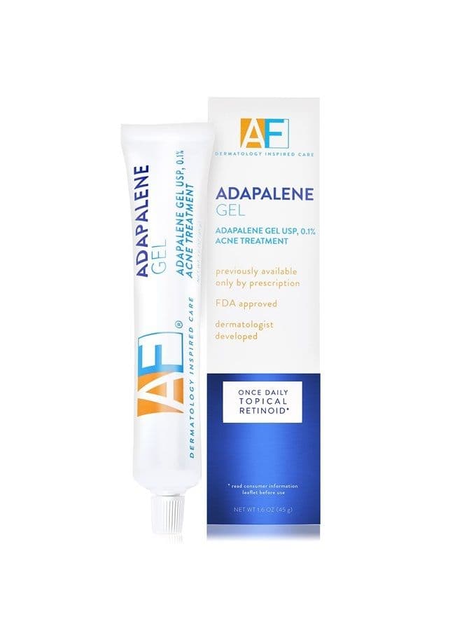 Acne Free Adapalene Gel 0.1%, Once-Daily Topical Retinoid Acne Treatment, Dermatologist Developed, Unclogs Pores and Clears Acne, Prevents and Improve Whiteheads and Blackheads, 1.6 Ounces