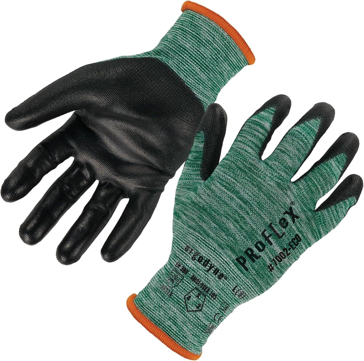 Ergodyne ProFlex 7002ECO Work Glove Recycled PU Coated Palms Gloves Post Consumer Materials 15 gauge