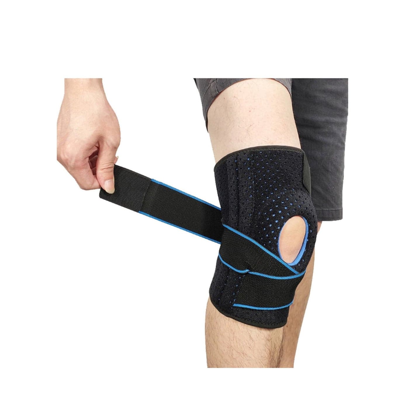 Knee Support Brace Open-Patella Gel Pads Knee Brace Side Stabilizers Adjustable and Breathable Knee Supports, Joint Pain Relief Injury Recovery for Men and Women Blue(1 piece)