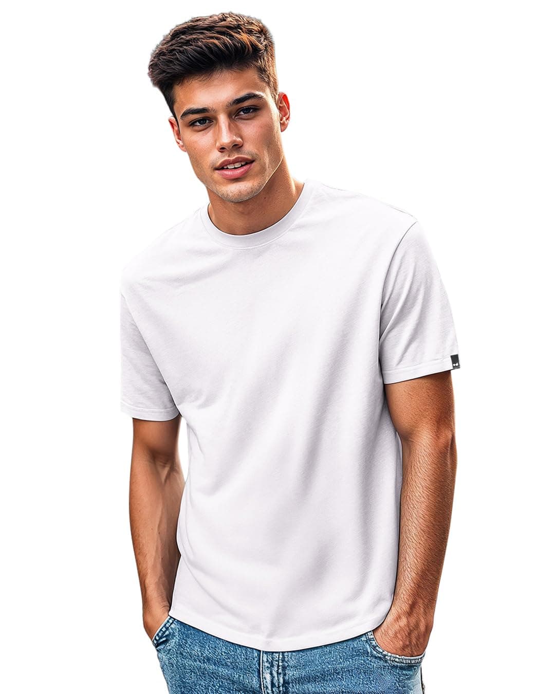 Bewakoof Men's Solid Regular Fit Half Sleeve Round Neck Cotton T-Shirt