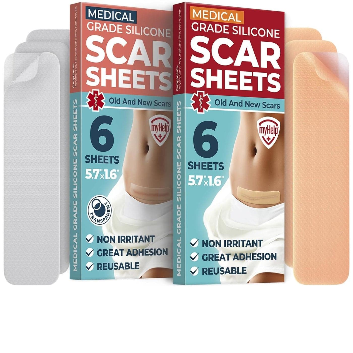 Save 10 on Medical Grade Silicone Scar Sheets 6pk 57x16 Transparent 6pk 57x16